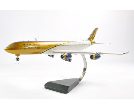 Large 1/100 Travel Agent Desk Display Model Aircraft comprising Airbus A340-300 in the livery of Gulf Air. Generally very goo