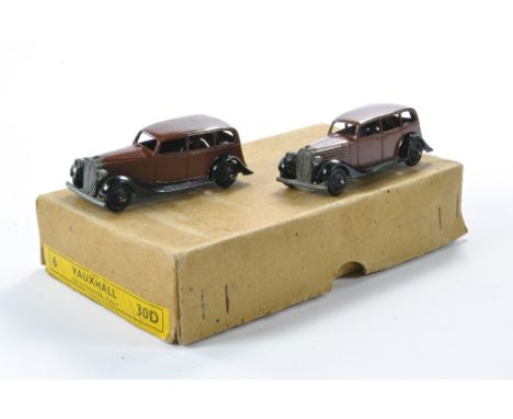 Dinky Tradebox No. 30D Vauxhall comprising two examples. Both generally excellent with very little sign of wear. Box is fair 