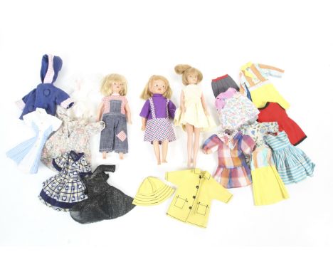 A collection of three Patch (Sindy's sister) dolls. With a good selection of clothing and accessories etc, unboxed.  Conditio