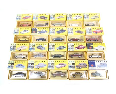 A collection of Lledo Vanguard diecast cars. Including Morris Marina, Jaguar XJ6 and a range of Vauxhall cars, boxed, qty 20