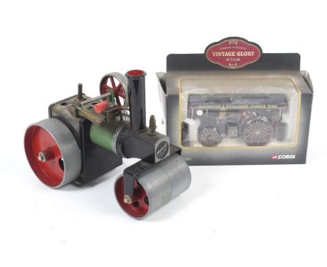 A vintage Mamod live steam roller and a Corgi 'The Lioness' Showmans Engine.