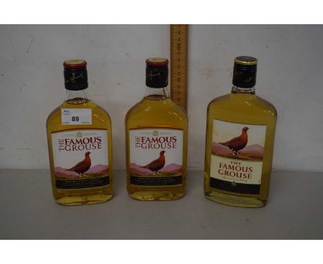 Three 350ml bottles of Famous Grouse Scotch Whisky