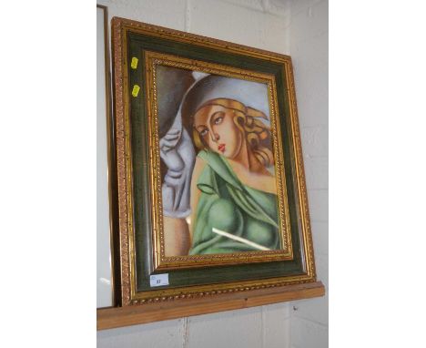 After Tamara Di Lempica, contemporary portrait study of a young lady, framed and glazed