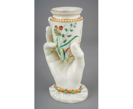 Royal Worcester porcelain Mrs Hadley’s hand vase. Impressed Worcester and diamond registration marks to the base. Approx. 15.