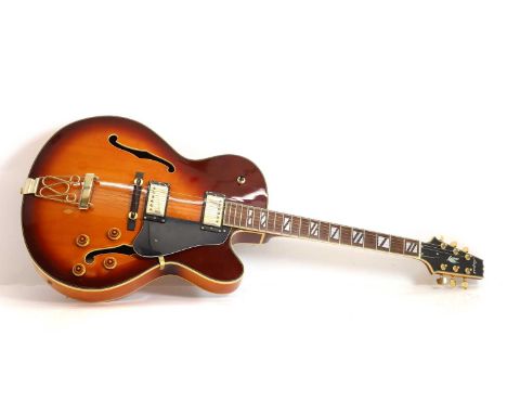An Aria Pro II FA-70 semi-acoustic guitar, serial number S93120190, in tobacco sunburst finishCondition ReportSome surface ma