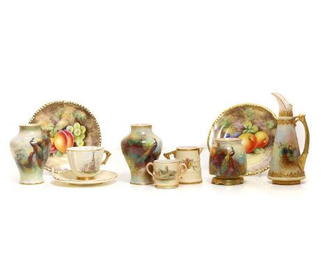 A collection of Royal Worcester porcelain 20th century, various dates, to include a near pair of plates painted by T Smith, a