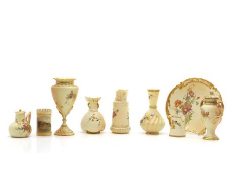 A collection of Royal Worcester blush ivory porcelain early 20th century, various dates, to include a pot pourri vase and cov