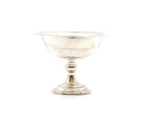 An Edwardian silver bowl, by Thomas Bradbury &amp; Sons Ltd, 1909, of plain form, raised on a circular pedestal, 14.8oztCondi