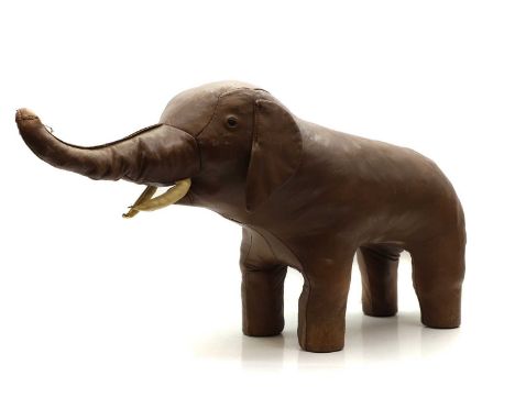 A leather stool 20th centurymodelled as a standing elephant90cm wide42cm highCondition Reportminor surface scratches, blemish