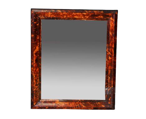 A tortoiseshell mirror, 19th century, with a moulded frame, 65.5cm x 55cmCondition ReportSome panels loose and sellotaped dow