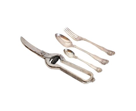 A William IV composed silver canteen of cutlery, predominantly by Mary Chawner, London 1834, for twelve place settings, compr