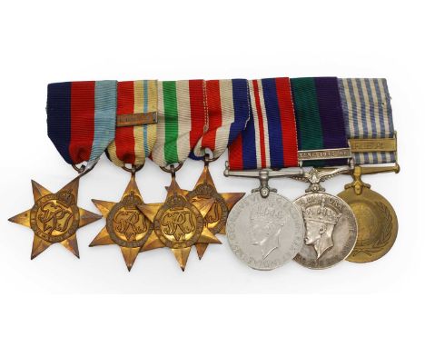 A Second World War group of seven awarded to CFN. E. G. Gainty 1939-1945 Star, Africa Star, 1 clasp, 8th Army, Italy Star, Fr