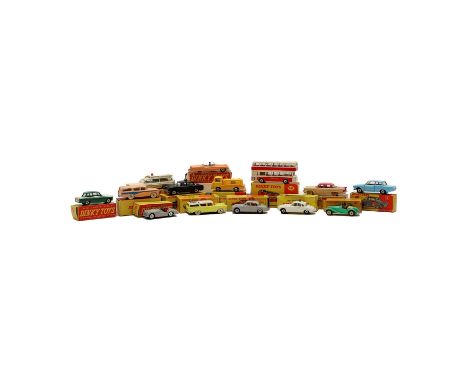 A selection of boxed Dinky Toys, comprising 102 - M.G. Midget Sports, pale green, 292 - Leyland Atlantean Bus, red &amp; whit