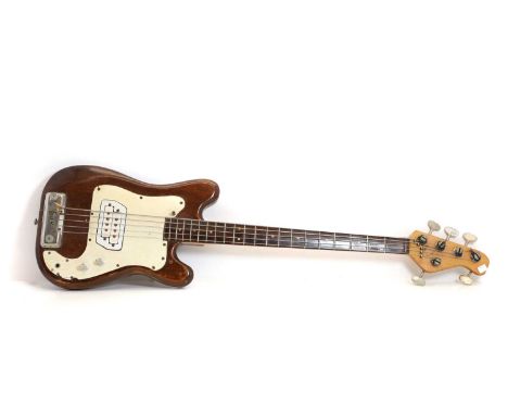 A Burns bass guitar 20th centurymahogany with white celluloid finger board113cm longCondition Reportmissing areas of finger b