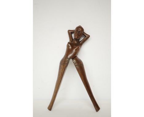 Carved wooden nude nut cracker 