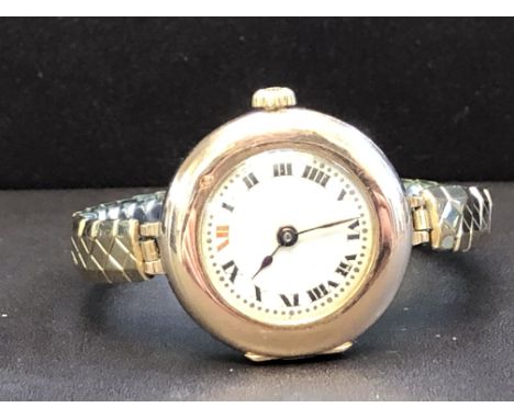 Ladies 9ct Gold Rolex vintage watch, marked Rolex inside case & on spring wheel & hallmarked 