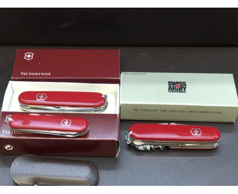 3x Victorinox swiss army knives with boxes  