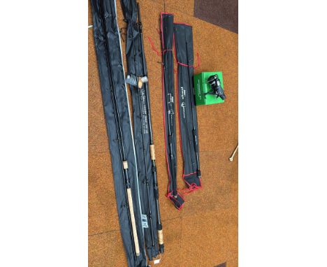 This lot features multiple high-quality rods in protective cases and a Shimano Baitrunner ST 6000RB reel.