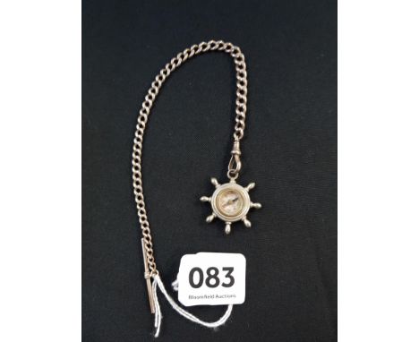 VICTORIAN SILVER CHAIN WITH VICTORIAN COMPASS