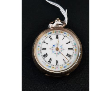 ANTIQUE SILVER AND ENAMEL POCKET WATCH 