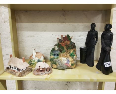 SHELF LOT OF LILLIPUT LANE AND AFRICAN FIGURES 