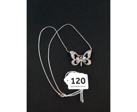 SILVER &amp; ENAMEL BUTTERFLY NECKLACE