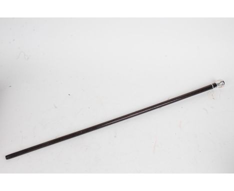 George V silver capped rosewood walking stick, the domed silver cap London 1918, maker Edouard Henry Dreyfous, 83cm long