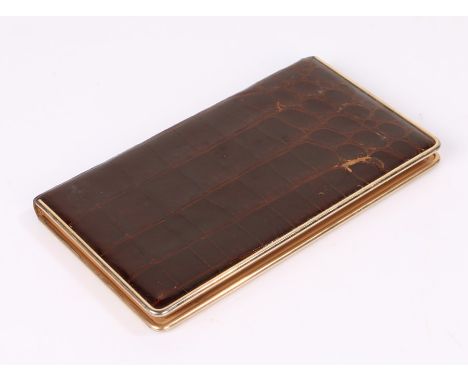 Fortnum &amp; Mason leather cigarette case, with a leather strap to the interior bearing the name, 15cm long and 8.5cm wide&n