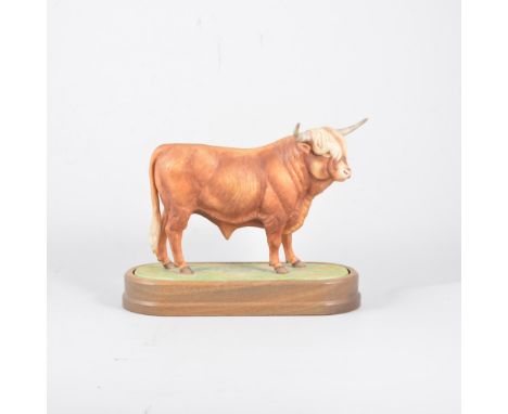 Royal Worcester "Highland Bull", modelled by Doris Lindner, number 170, on an oval plinth.