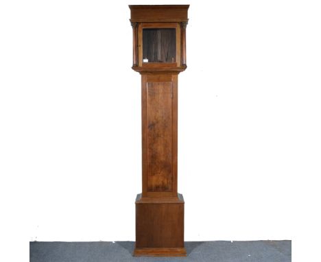 Oak longcase clock, square brass dial with silvered chapter ring signed Lamy Cacsoorn, cast spandrels with a date aperture, t