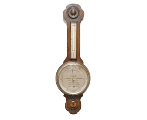 Oak carved wall barometer, height 78cm.