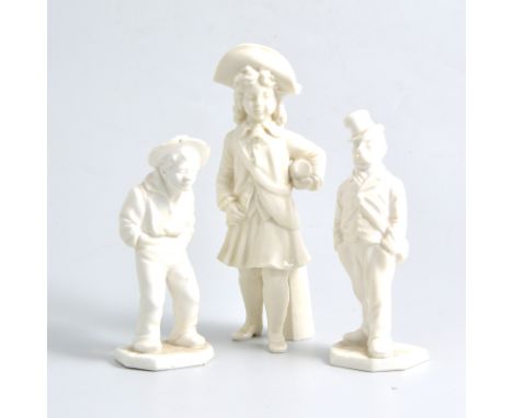 Royal Worcester plain white figure of a sailor boy, 14cm; another Worcester figure, and another plain white figure. (3)