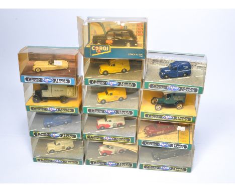 A group of thirteen Diecast Model Issues comprising mostly Corgi Classics as shown plus some others. Mostly excellent in boxe