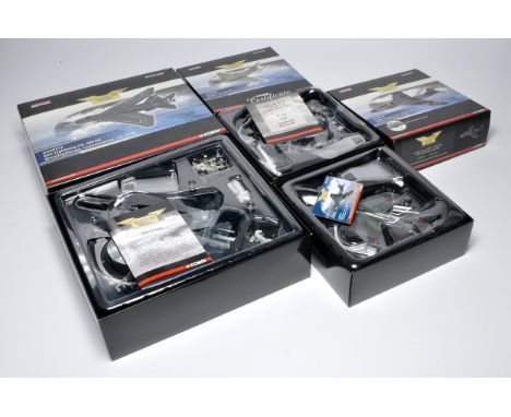 Corgi diecast model aircraft issues comprising No. AA32714 Hawker Hunter, AA37403 Douglas A-4F Skyhawk and AA32313 BAC Lightn