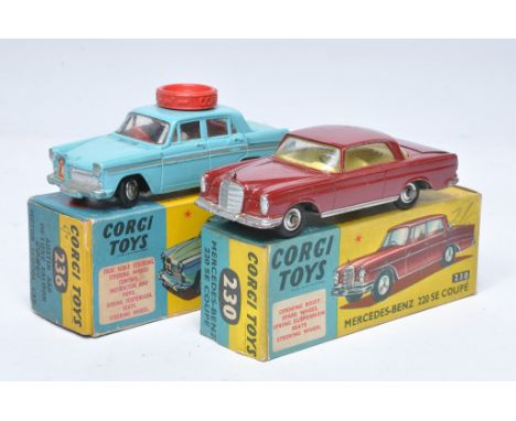 Corgi vintage diecast duo comprising No. 236 Austin A60 Driving School, good with mostly minor wear throughout in good box pl
