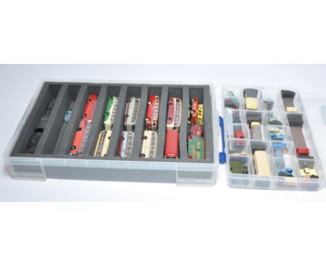 A group of 24 misc diecast vehicles, 1/76 scale some in BR livery plus a further tray of Vehicles including Bachmann unboxed 