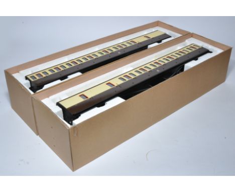 Two GWR G Scale Model Railway Coaches as shown in boxes.