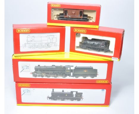 Model Railway comprising Boxed Hornby Locomotives as shown, plus one item of rolling stock. Untested but look generally good.