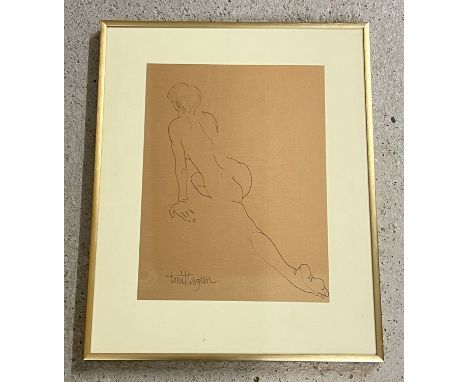 Toni Hayden, Suffolk artist - nude ink sketch, signed to lower left. Framed &amp; glazed, frame size approx. 39.5cm x 32cm. 