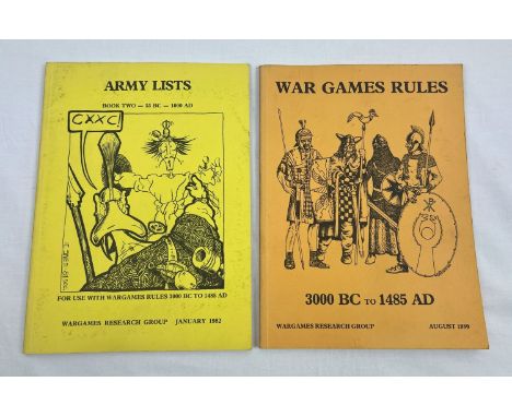 War Games Rules 3000BC to 1485AD and Army Lists, 2 x 1980's books from the Wargames Research Group. 