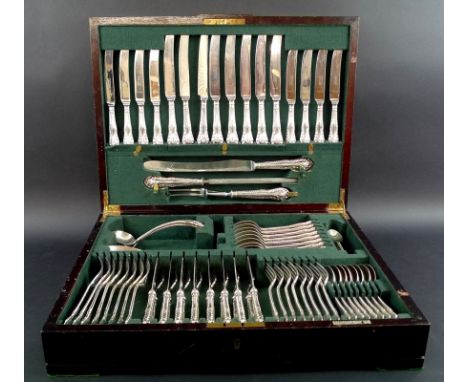 A post war canteen of silver cutlery by Garrard & Co., Regent Street, London, eight piece place setting including knives, for