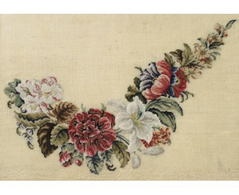 A needlepoint panel, with legend verso, containing provenance from HMS Victory, 1805, stitched by Lady Blaine, the wife of Lo