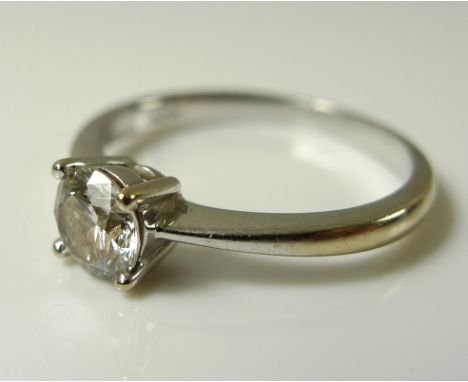 An 18ct white gold and diamond solitaire ring, the brilliant cut diamond of approx 0.5ct, size K, 2.3g total weight. 