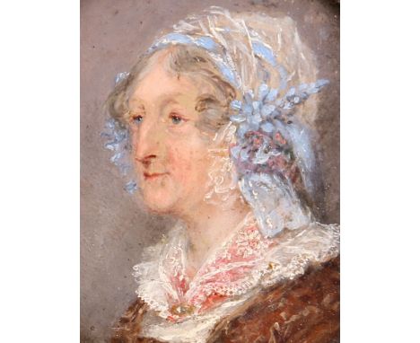 Engelse school, 19e eeuw Portrait of Miss Divelt, sister of Mister David Mackie' board, 9 x 8 cm. [1]
