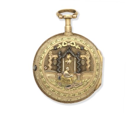 Berthoud, A Paris. A continental gold diamond set key wind open face pocket watchDate: Circa 1790Movement: Gilt full plate fu