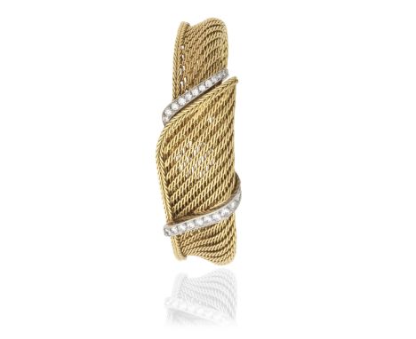 Piaget. An 18K gold diamond set manual wind bracelet watch with concealed dial offered on behalf of the family of the origina