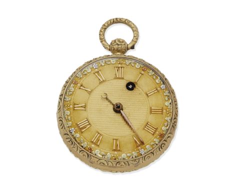 Cyrus Crew, Tetbury. An 18K gold key wind open face pocket watchDate: London Hallmark for 1828Movement: Gilt full plate fusee