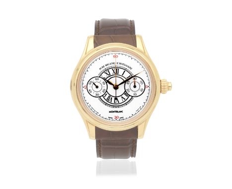 Montblanc. A fine Limited Edition 18K gold manual wind single button chronograph wristwatchModel: Villeret 1858Reference: W63