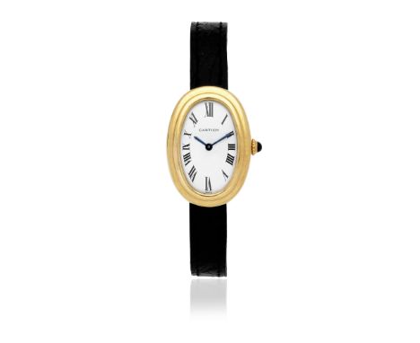 Cartier. A lady's 18K gold manual wind wristwatchModel: BaignoireDate: Circa 1990Movement: 17-jewel Cal.78-1 manual windDial: