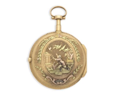Berthoud, Paris. A continental gold key wind open face pocket watchDate: Circa 1775-80Movement: Gilt full plate fusee verge, 